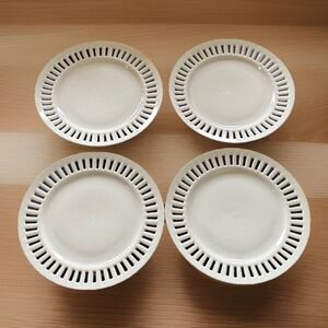 Vintage Set Of 4 Ceramic Plates Lace Reticulated Edge Design Japanese 8"wide